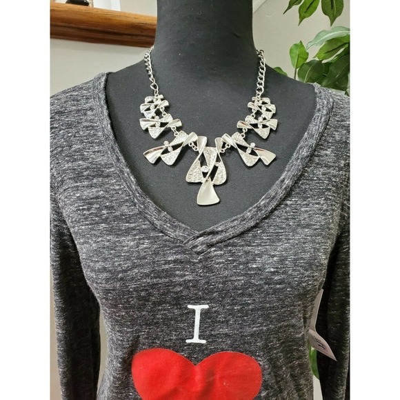 Boxer Craft Women's Gray Polyester Long Sleeve V-Neck Casual Shirt Size Small - Picture 2 of 10